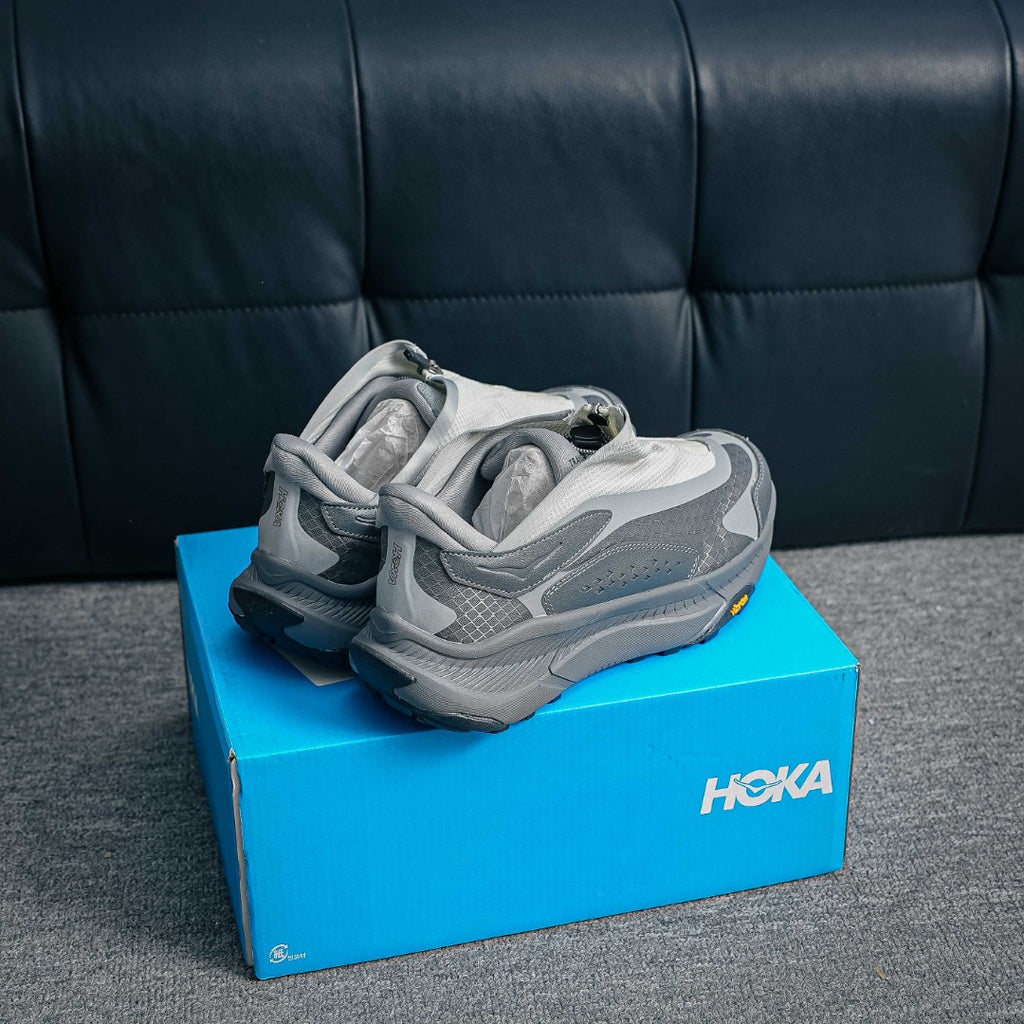 HOKA "Cool Grey" Zip-Up Trail Sneakers