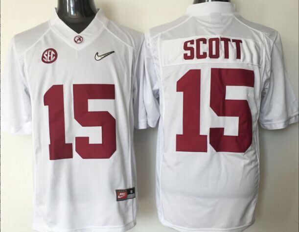 Alabama Crimson Tide #15 SCOTT White Jersey