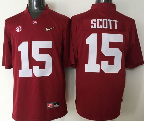 Alabama Crimson Tide #15 SCOTT Red Jersey