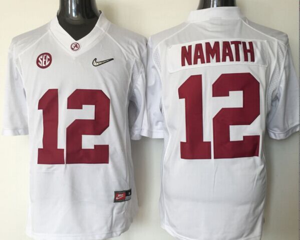 Alabama Crimson Tide #12 NAMATH White Jersey