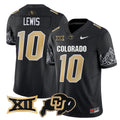 #10 Lewis Colorado Buffaloes 2026 V2 Black Home Stitched Jersey Big 12 XII Patch