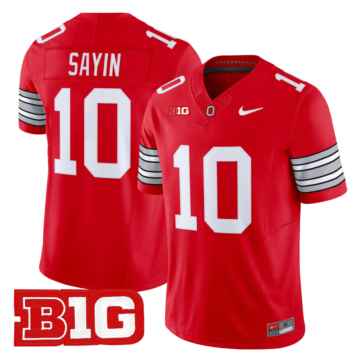 #10 Sayin Ohio State Buckeyes 2026 Tunnel Vision Red Home Stitched Jersey B1G Patch