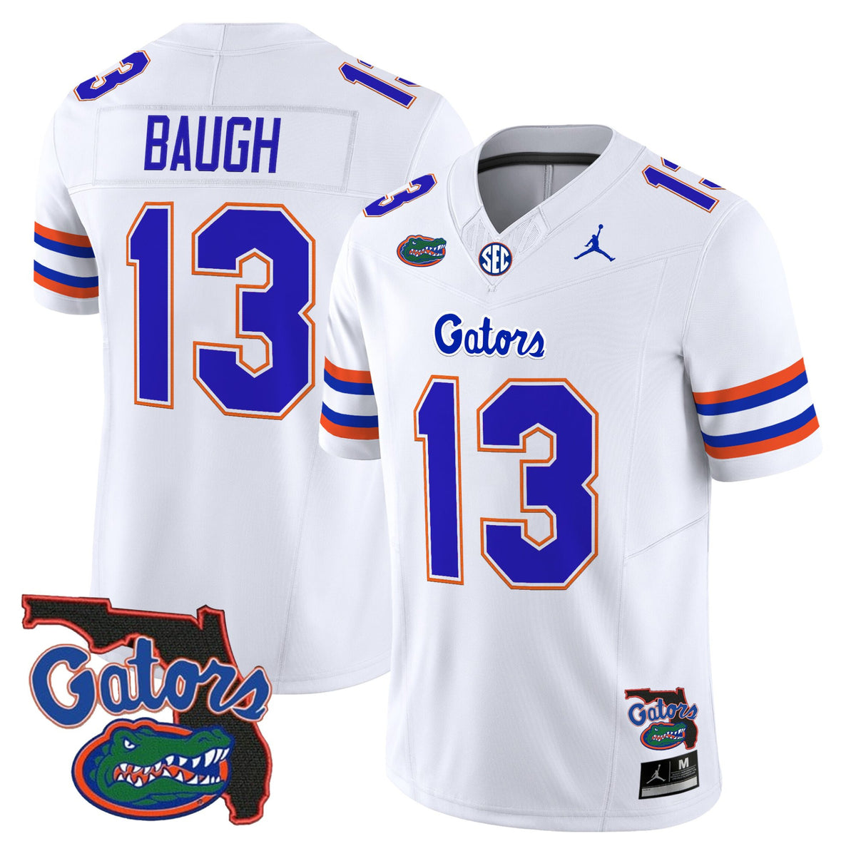#13 Baugh Florida Gators White Away Stitched Football Jersey Florida & SEC Patch