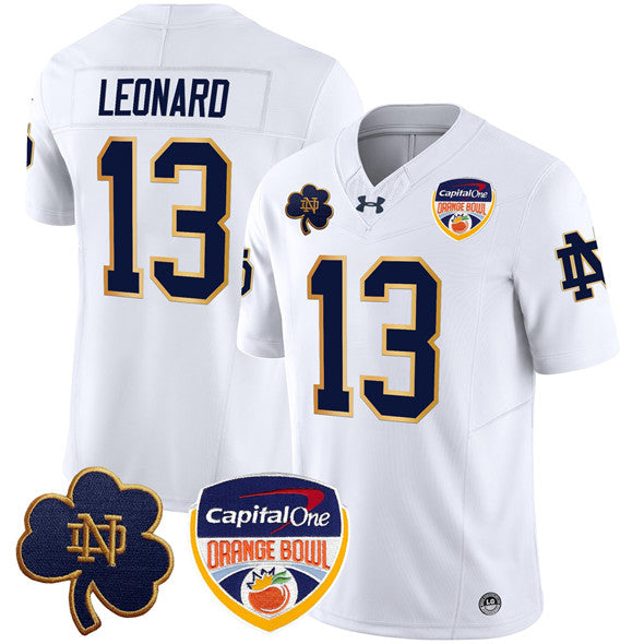 Men's Notre Dame Fighting Irish #13 Riley Leonard White F.U.S.E. 2024 Orange