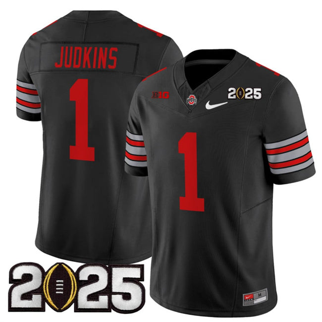 Men's Ohio State Buckeyes #1 Quinshon Judkins Black 2025 CFP Final Patch