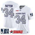 #34 Payton Jackson State Tigers 2026 White Away Stitched Jersey SWAC Patch