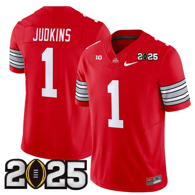 Men's Ohio State Buckeyes #1 Quinshon Judkins Red 2025 CFP Final Patch