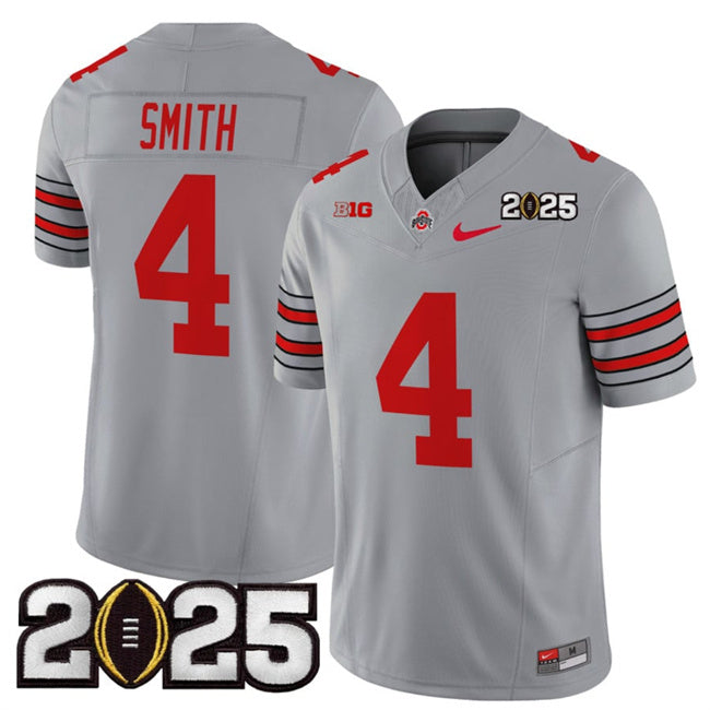 Men's Ohio State Buckeyes #4 Jeremiah Smith Grey 2025 CFP Final Patch