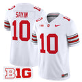 #10 Sayin Ohio State Buckeyes 2026 Tunnel Vision White Away Stitched Jersey B1G Patch