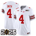 Men's Ohio State Buckeyes #4 Jeremiah Smith White 2025 CFP Final Patch Jersey
