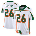 #26 Taylor Miami Hurricanes White Away Stitched Jersey Florida Map Patch
