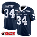 #34 Payton Jackson State Tigers Navy Stitched Jersey SWAC Patch