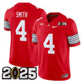 Men's Ohio State Buckeyes #4 Jeremiah Smith Red 2025 CFP Final Patch Jersey