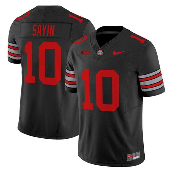 Men's Ohio State Buckeyes #10 Julian Sayin Black F.U.S.E. Stitched Football
