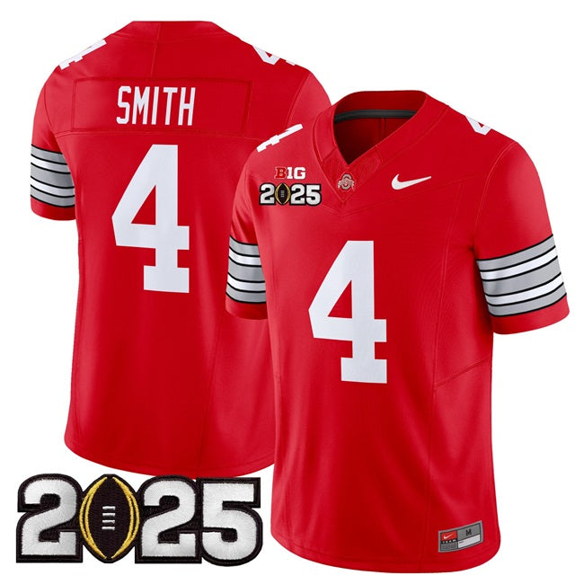 Men's Ohio State Buckeyes #4 Jeremiah Smith Red 2025 CFP Final Patch