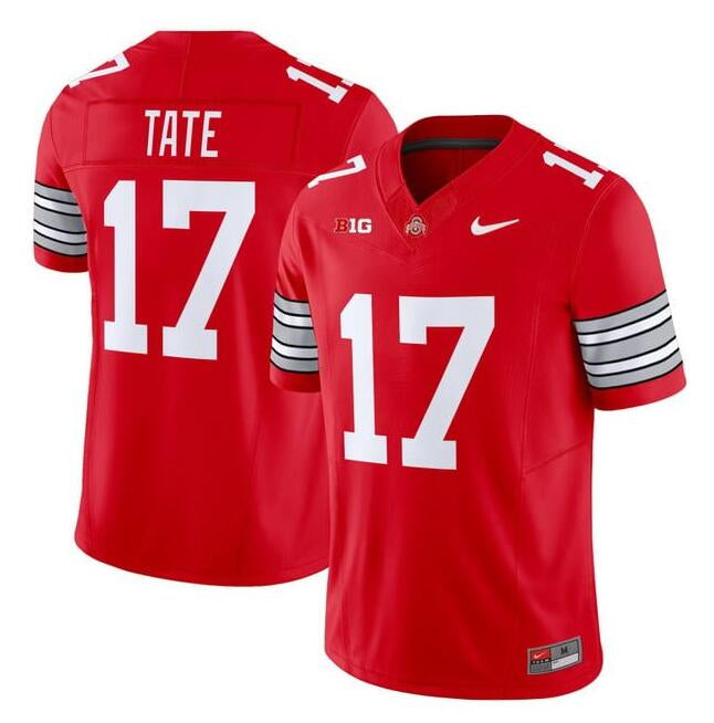 Men's Ohio State Buckeyes #17 Carnell Tate Red F.U.S.E. 2025-2026 Stitched