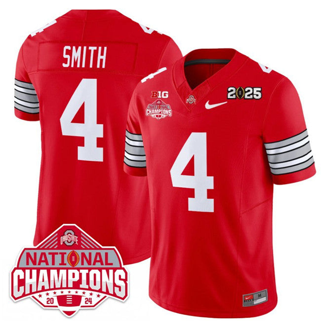 Men's Ohio State Buckeyes #4 Jeremiah Smith Red 2025 CFP Final With