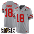 Men's Ohio State Buckeyes #18 Will Howard Grey 2025 CFP Final Patch F.U.S.E.