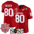 #80 Becker Indiana Hoosiers Crimson Stitched Jersey 2025 National Champions CFP Final Patch