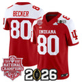 #80 Becker Indiana Hoosiers Crimson Alternate Stitched Jersey 2025 National Champions CFP Final Patch