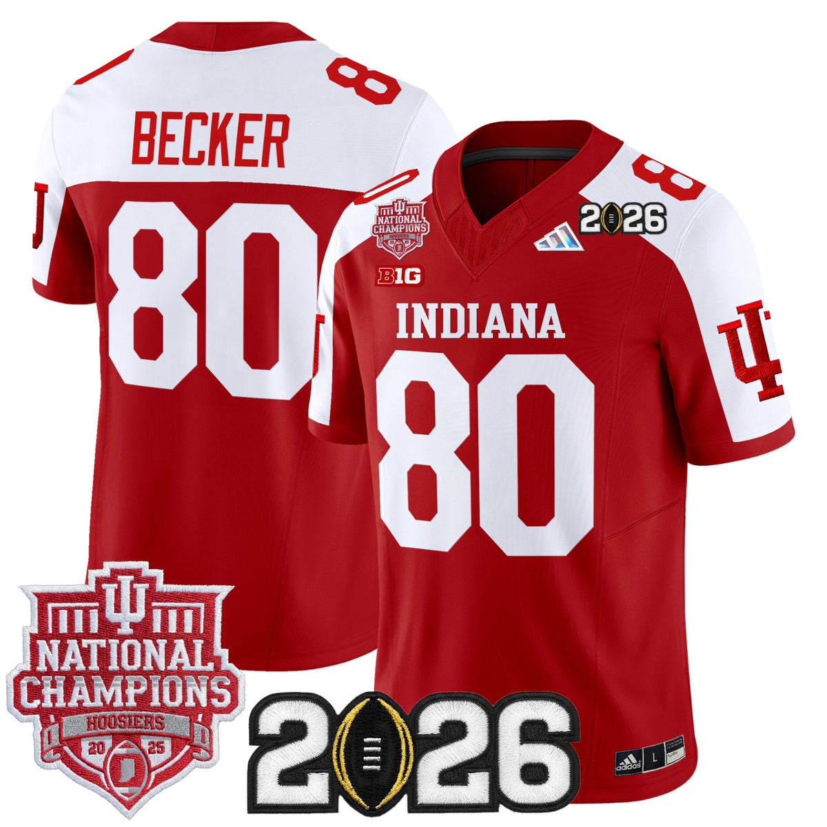 #80 Becker Indiana Hoosiers Crimson Alternate Stitched Jersey 2025 National Champions CFP Final Patch