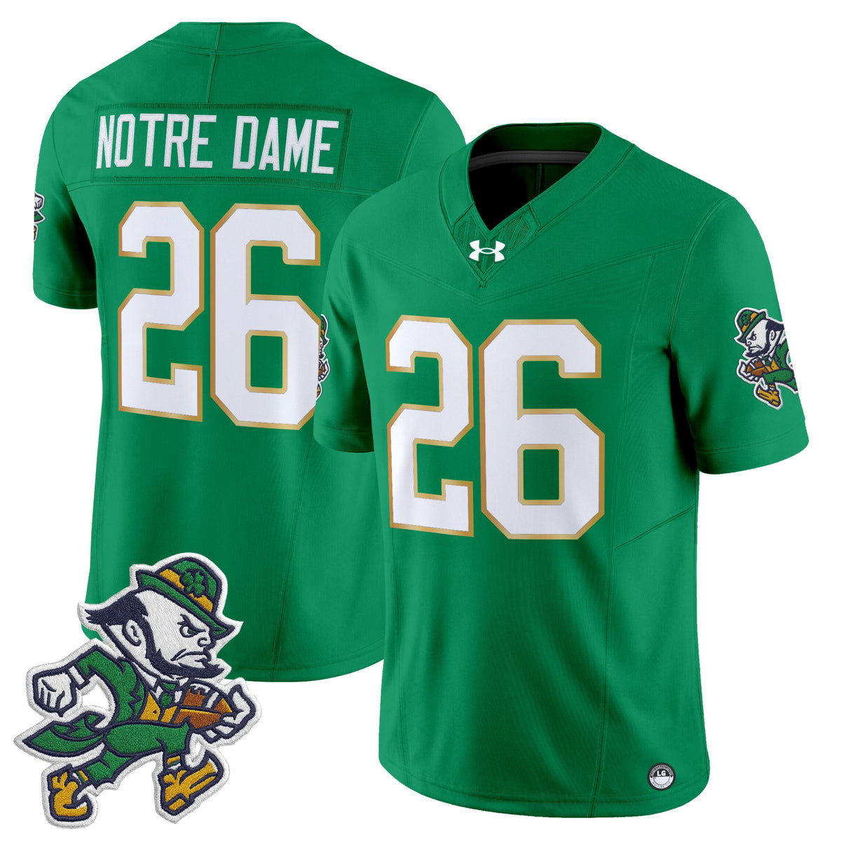 #26 Notre Dame Fighting Irish Green Gridiron Leprechaun Edition Stitched College Football Jersey