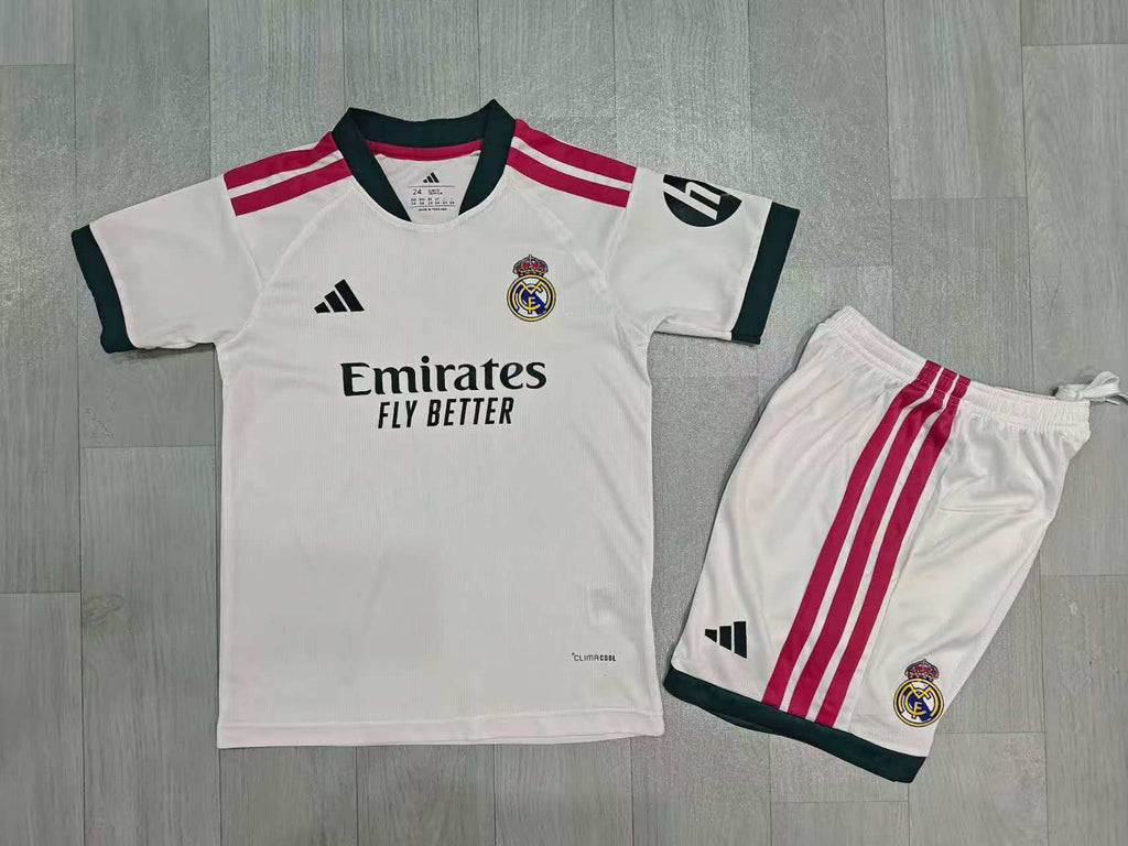 KIDS Real Madrid Home Kit – White/Red/Black