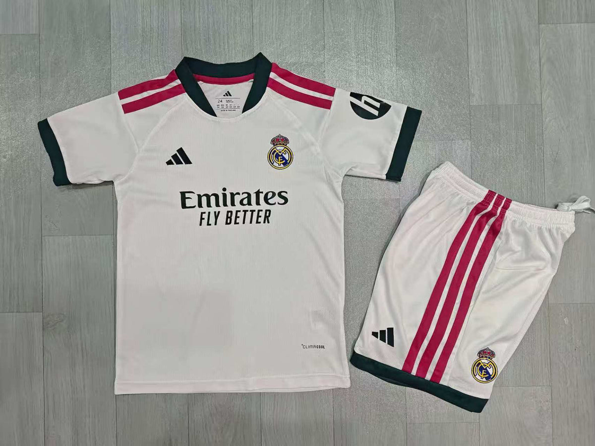 KIDS Real Madrid Home Kit – White/Red/Black
