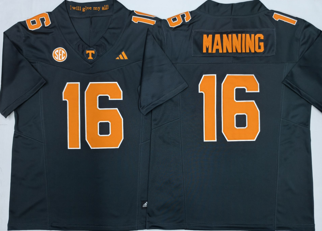Tennessee Volunteers Black#16 MANNING Jersey