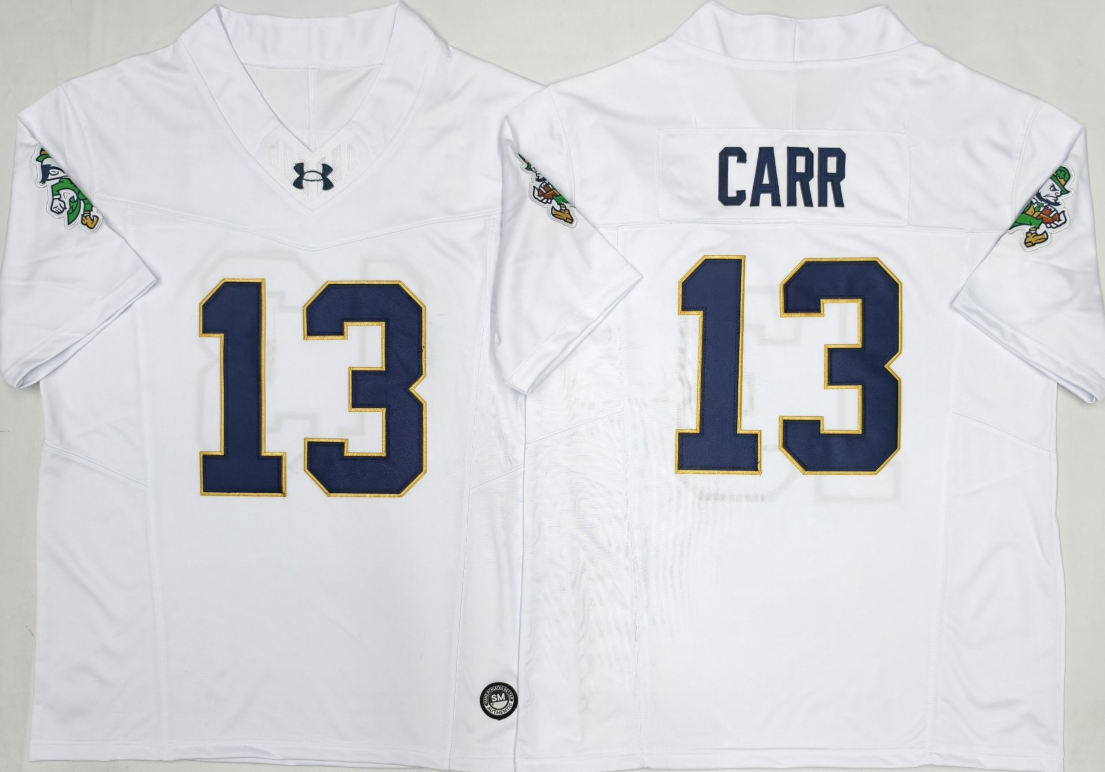 Norte Dame Fighting Irish White#13 CARR Jersey