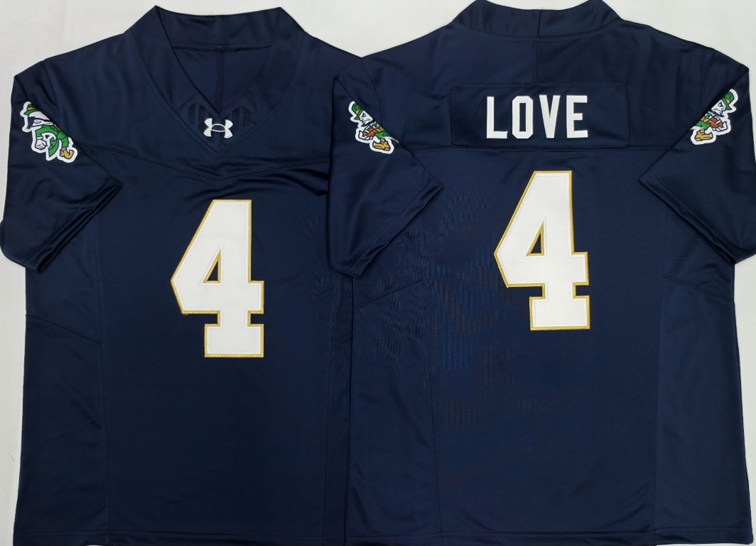 Norte Dame Fighting Irish     Blue #4 LOVE Jersey