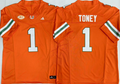 Miami Hurricanes  Orange #1 TONEY Jersey