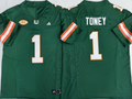 Miami Hurricanes  Green   #1 TONEY Jersey