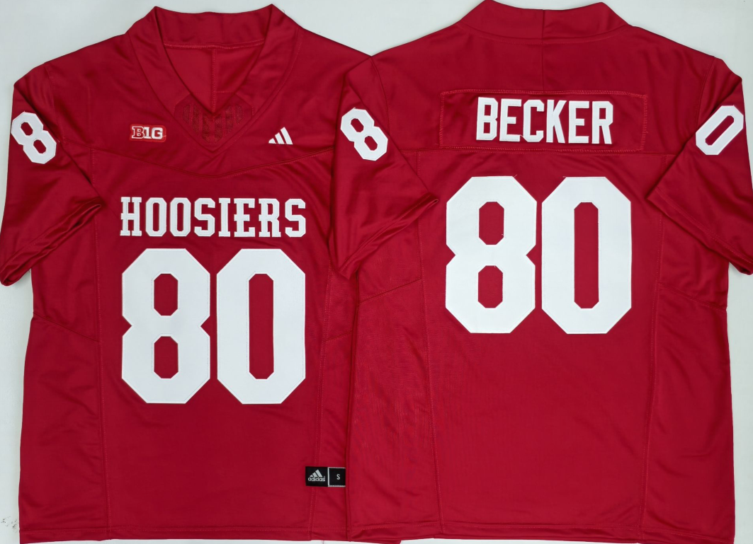 Indiana Hoosiers  Red  #80 BECKER Jersey