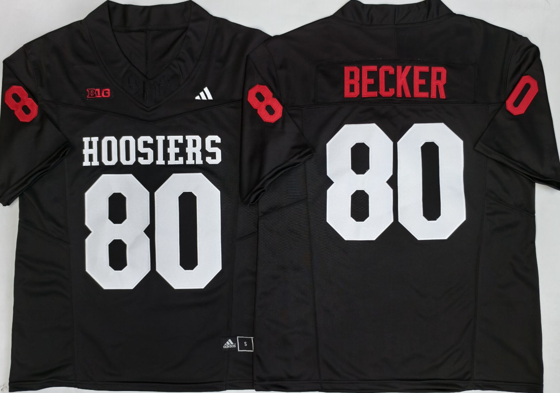 Indiana Hoosiers  Black   #80 BECKER Jersey