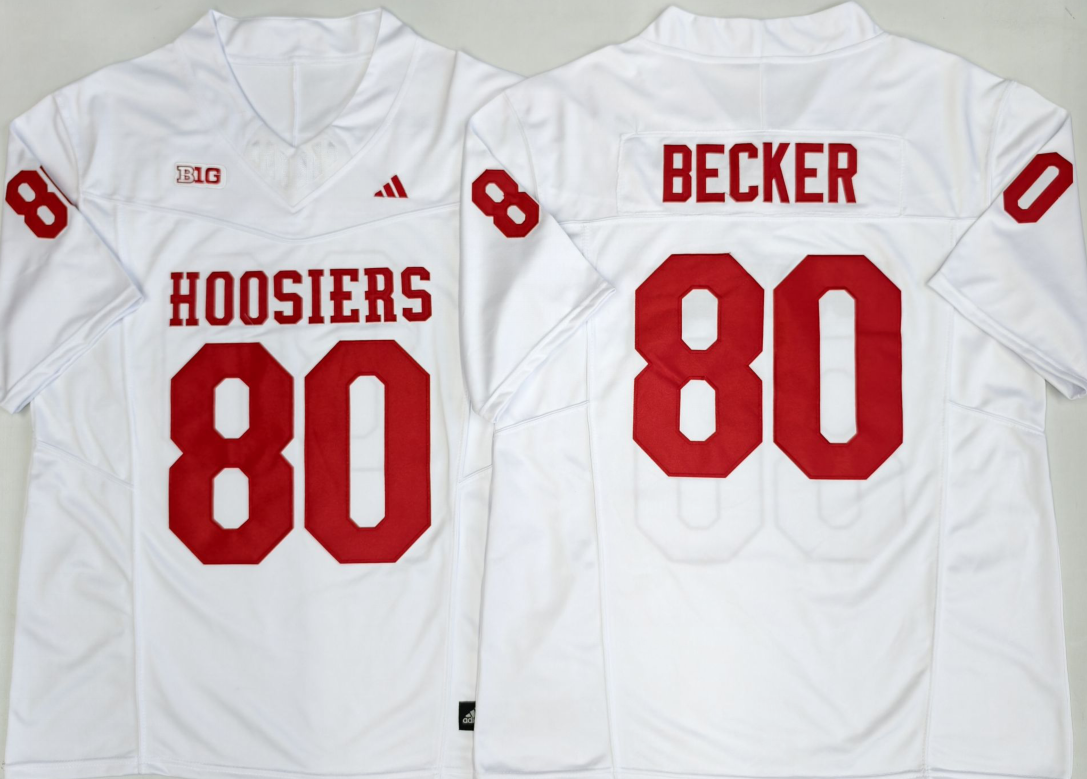 Indiana Hoosiers   White   #80 BECKER Jersey