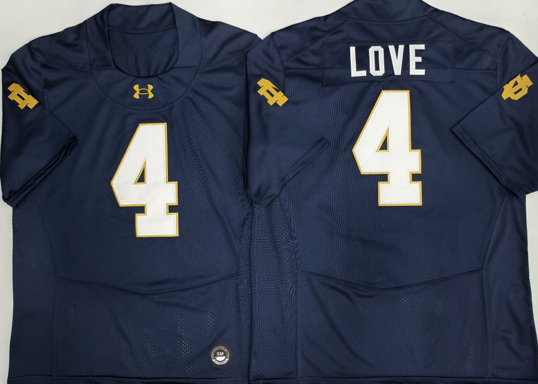 Norte Dame Fighting Irish Blue #4 LOVE Jersey