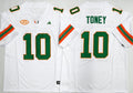 Miami Hurricanes White #10 TONEY Jersey