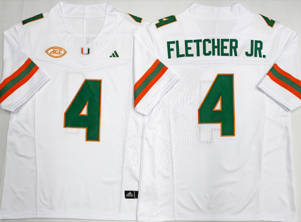 Miami Hurricanes White #4 FLETCHER JR. Jersey
