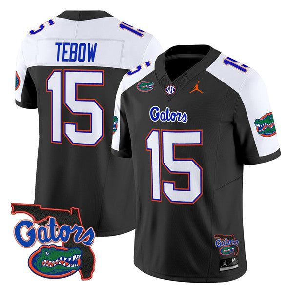 Men's Florida Gators #15 Tim Tebow Black Alternate 2024 F.U.S.E. Florida Patch