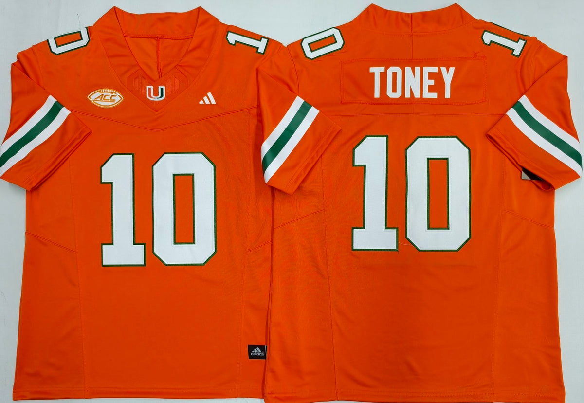 Miami Hurricanes Orange #10 TONEY Jersey