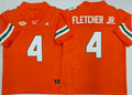 Miami Hurricanes Orange #4 FLETCHER JR. Jersey