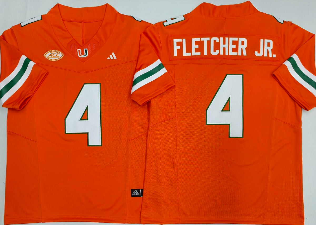 Miami Hurricanes Orange #4 FLETCHER JR. Jersey
