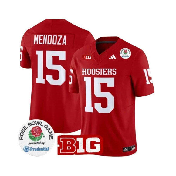 Men's Indiana Hoosiers #15 Fernando Mendoza 2025 F.U.S.E. Rose Bowl Red