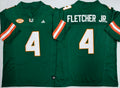 Miami Hurricanes Green #4 FLETCHER JR. Jersey