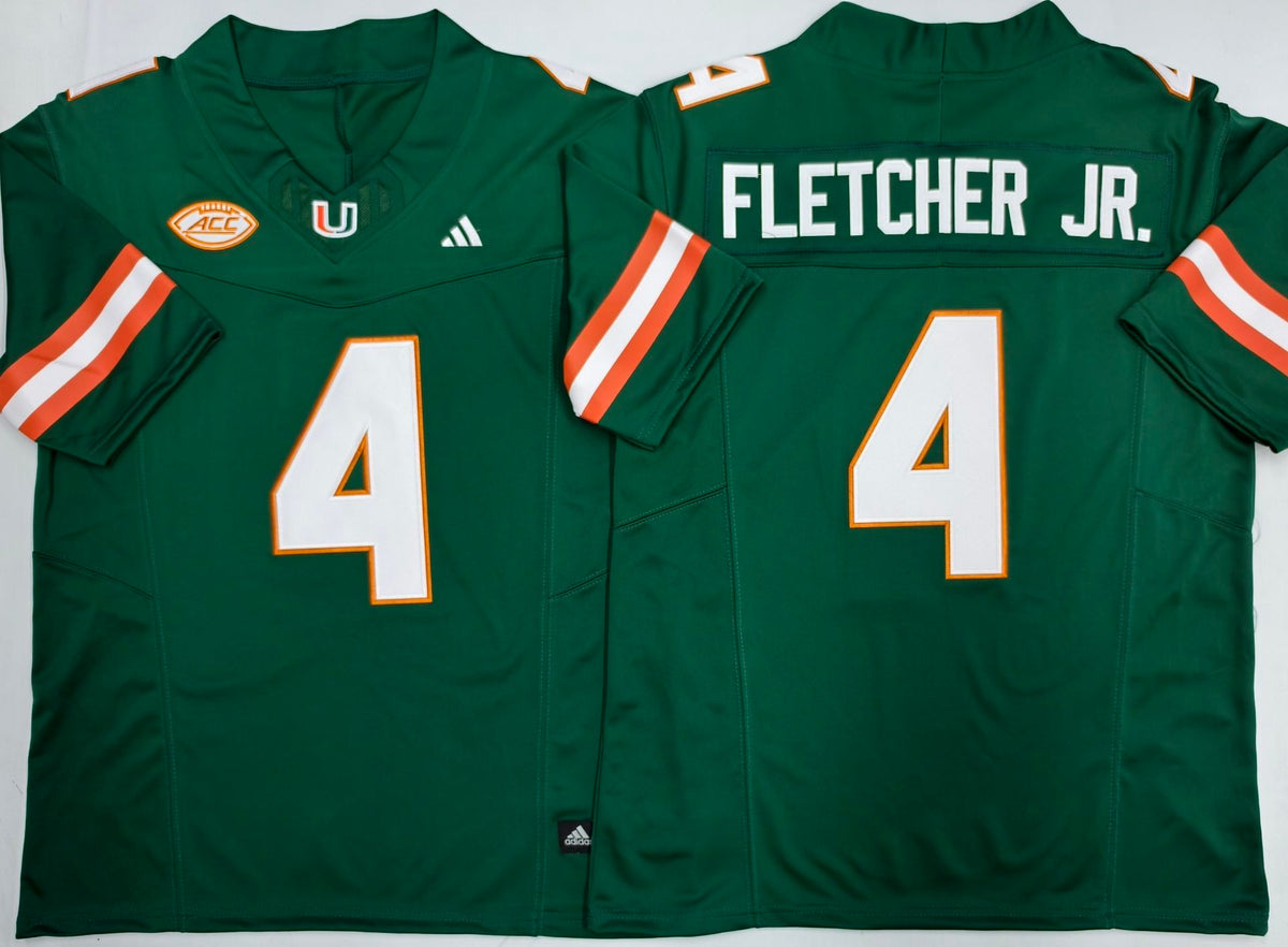 Miami Hurricanes Green #4 FLETCHER JR. Jersey