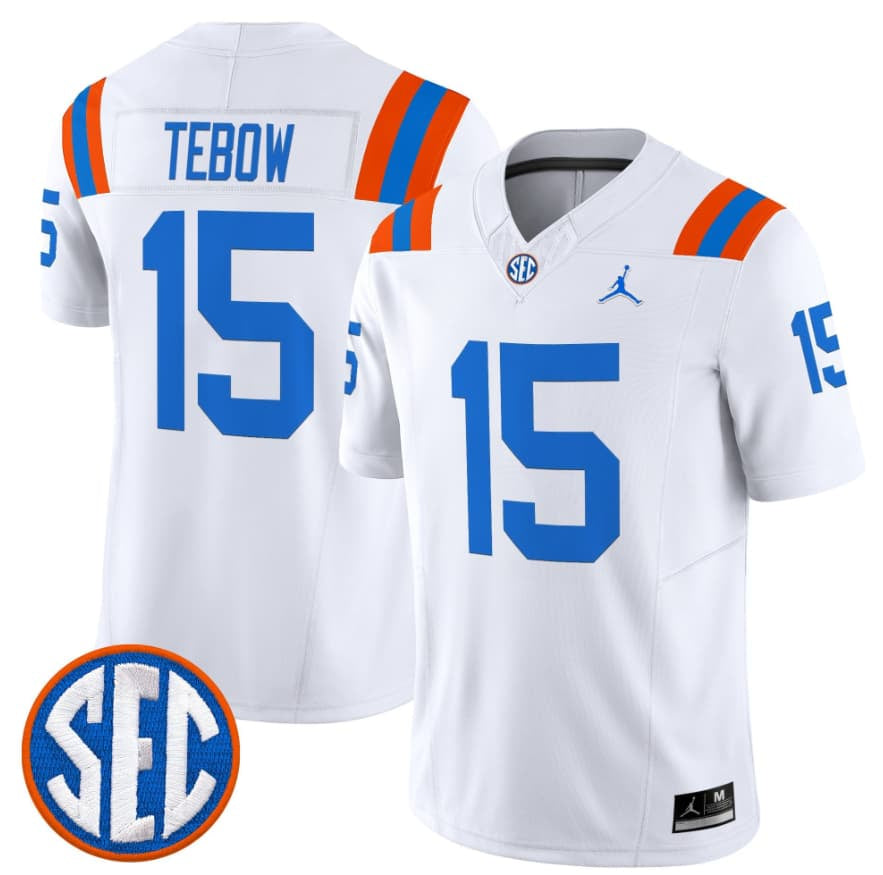 Men's Florida Gators #15 Tim Tebow White '1960s Throwback' F.U.S.E. Vapor