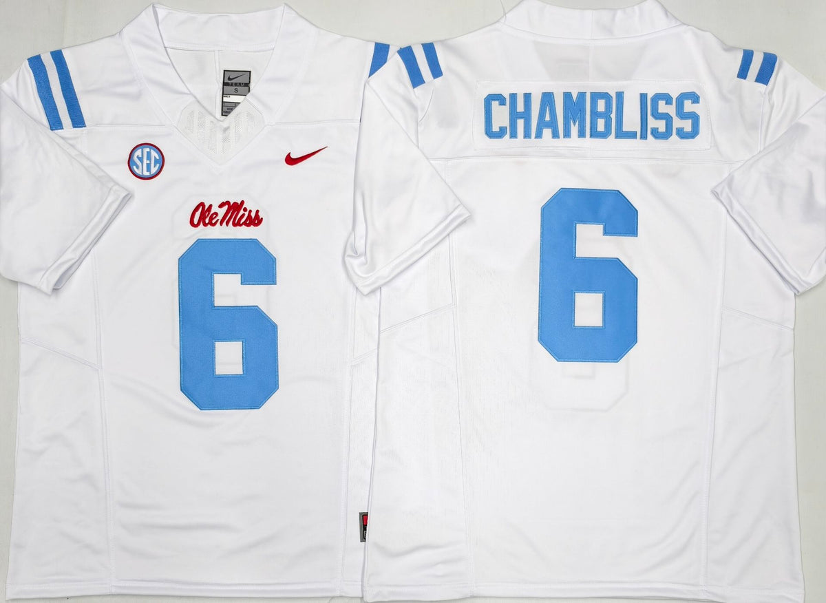 Ole Miss Rebels White  #6 CHAMBLISS Jersey