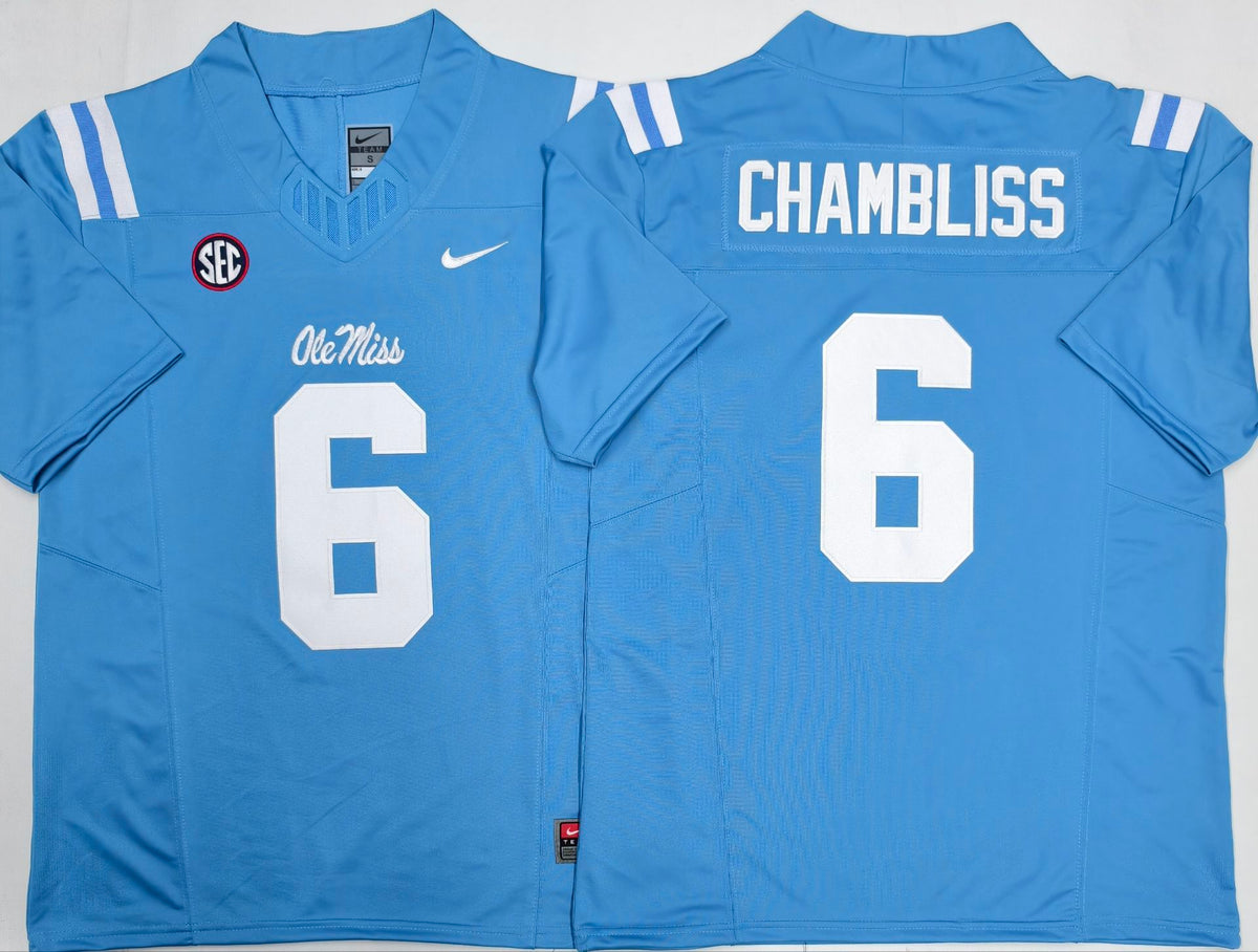Ole Miss Rebels Blue #6 CHAMBLISS Jersey