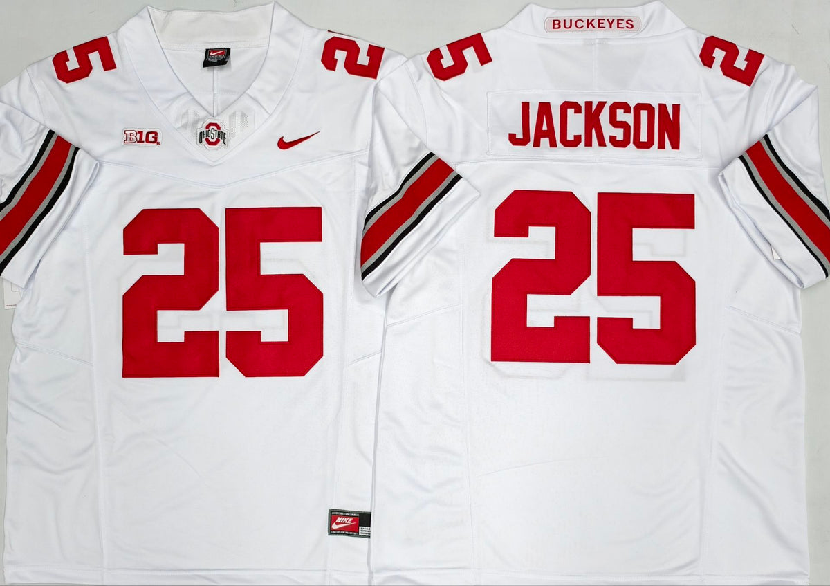 Ohio State Buckeyes White #25 JACKSON Jersey
